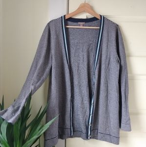 J. Jill Striped Wool Blend Cardigan